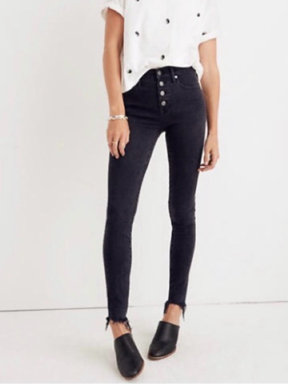 Madewell Black High-Rise Skinny Jeans with Button Fly